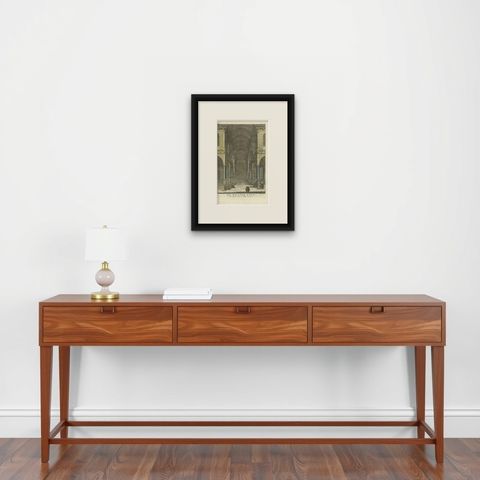Antique Print of the Interior of the 'Westerkerk' by Goeree, 1765, shown framed on a wall, true to size