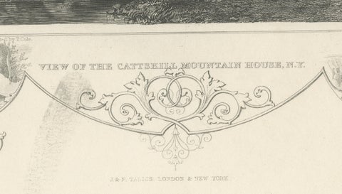 Catskill Mountain House, Antique Engraving, New York View c1830, close-up 3