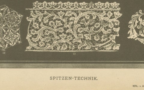 Italian Renaissance Lace Techniques from Ornamentenschatz, 1887, close-up 1