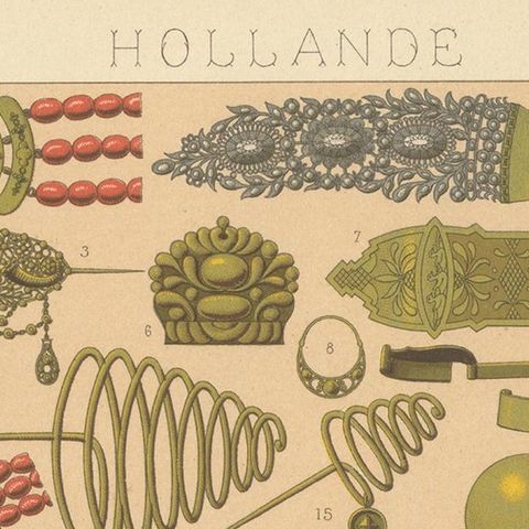 Pl. 144 Antique Print of Holland Decorative Objects by Racinet, 'circa 1880', close-up 1
