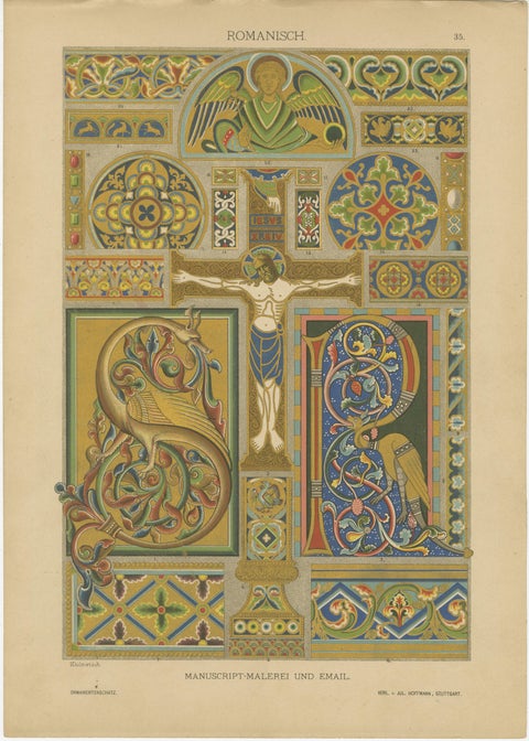 Romanesque Manuscript and Mural Art from Ornamentenschatz, 1887, view 2