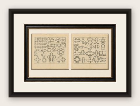 Pair of Serlio Architectural Plan Engravings, Neoclassical, c.1721, shown framed