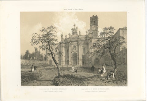 Basilica of Santa Croce in Gerusalemme, Rome, Benoist 1869 Lithograph