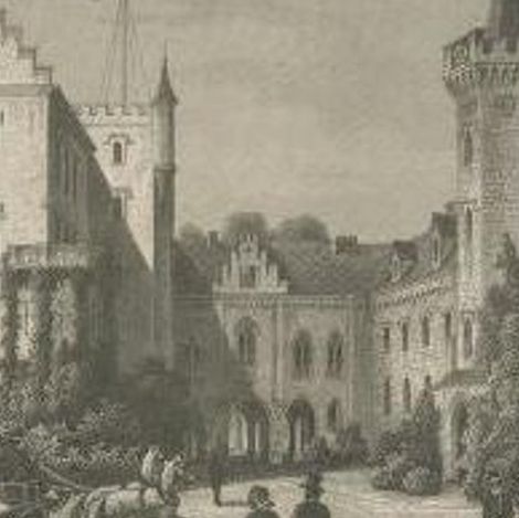 Antique Print of Reinhardsbrunn Castle, circa 1880, close-up 1