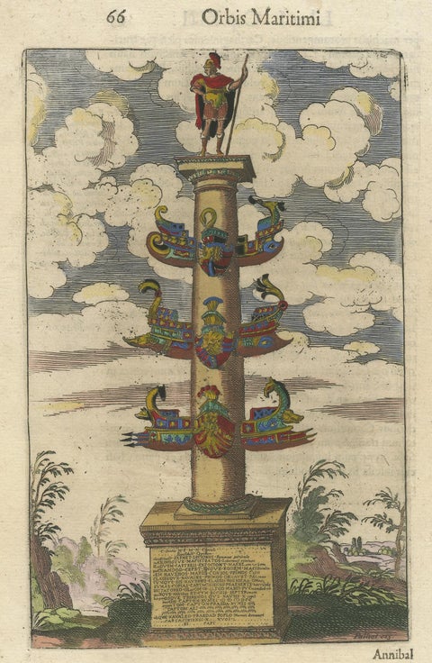 Antique Print of the Column of Dilius by Morisot, '1643', view 3