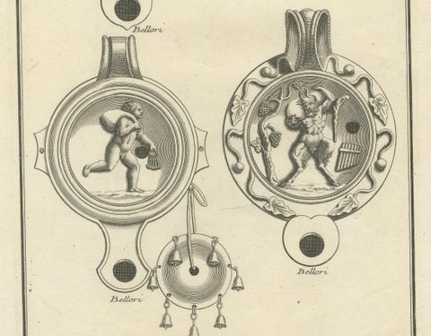 Ancient Lamps in Art: Montfaucon's 18th-Century Engravings, circa 1722, close-up 3