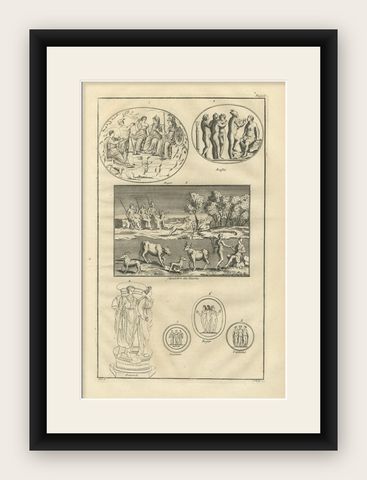 Classical Antiquities Engraving, Sepulchrum des Nasonii, Montfaucon 1721, shown framed