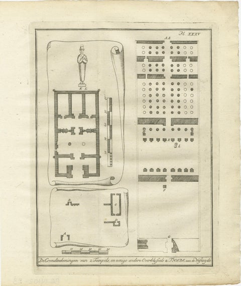 Ancient Egyptian Temple & Tomb Ground Plans, Thebes, c.1790 Engravings, view 3