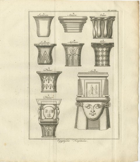 Architectural Study of Egyptian Capitals and Friezes, c.1776 Engraving Set, view 2