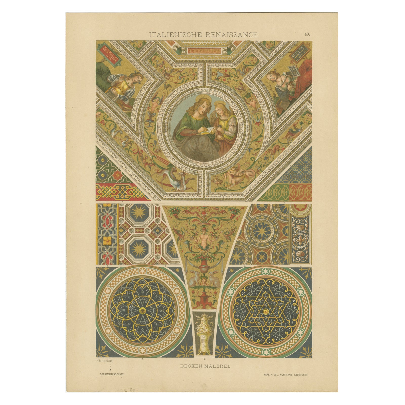 Italian Renaissance Ceiling Paintings from Ornamentenschatz, 1887