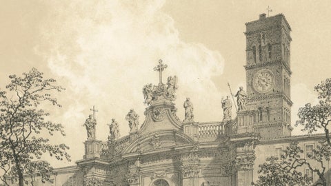 Basilica of Santa Croce in Gerusalemme, Rome, Benoist 1869 Lithograph, close-up 3