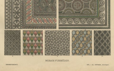 Antique Roman Architectural and Mosaic Ornament Prints, Published 1887, close-up 1