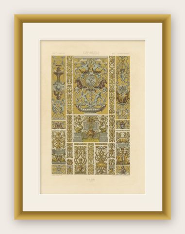 17th Century Grotesque Ornament, Mythical and Architectural Motifs, ca.1869, shown framed