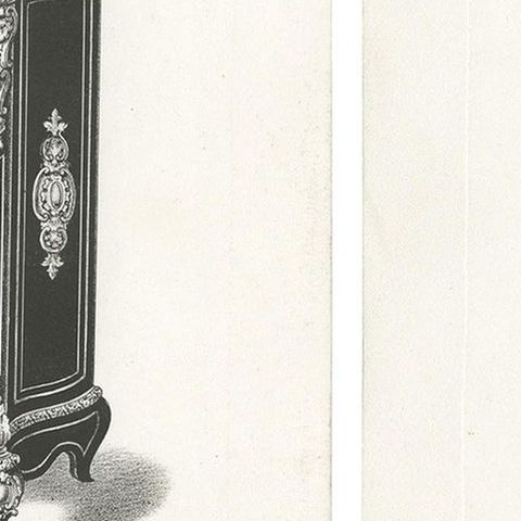 Set of 2 Antique Furniture Prints of a Vitrine and Bahut by Quetin, 'circa 1860', close-up 1