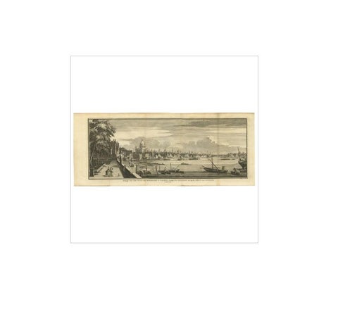 Antique Print of the Somerset House Overlooking the Thames River, London., view 3