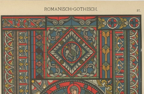 Romanesque-Gothic Architectural and Floor Designs by H. Dolmetsch, c.1887, close-up 4