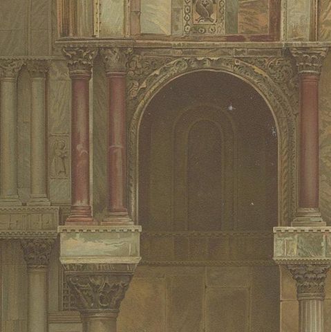 Pl. 10 Antique Print of the Main Facade of the Basilica of San Marco, close-up 2