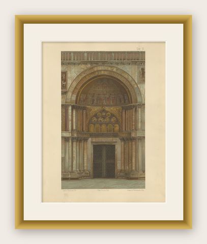 Antique Print of the Portal of Sant'Alipio of the Basilica of San Marco, shown framed