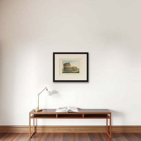 Anfiteatro Flavio detto il Colosseo, Antique View of the Colosseum, ca.1840, shown framed on a wall, true to size