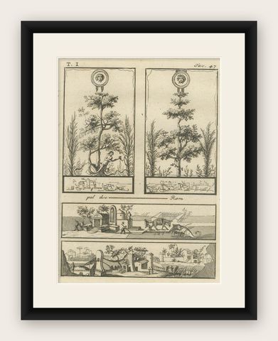 Roman Decorative Motifs and Architectural Scenes by Tommaso Piroli, 1789, shown framed