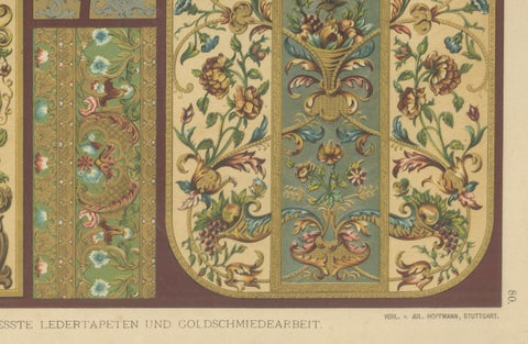 17th and 18th Century Ornamental Arts Print, Embroidery and Giltwork, 1887, close-up 2