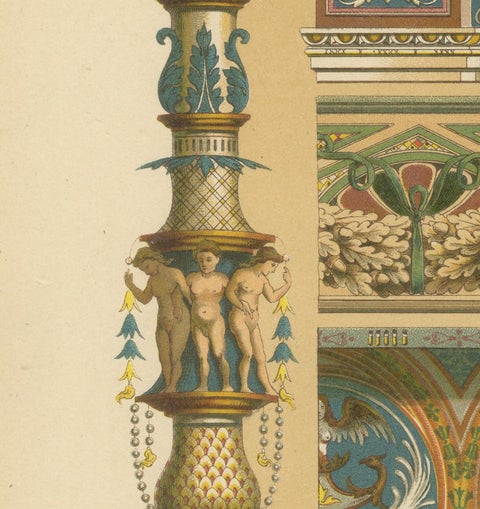 Italian Renaissance Façade Paintings from Ornamentenschatz, 1887, close-up 1
