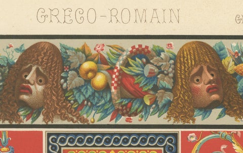 Greek-Roman Ornament Print, Classical Decorative Motifs & Borders, c.1869, close-up 1