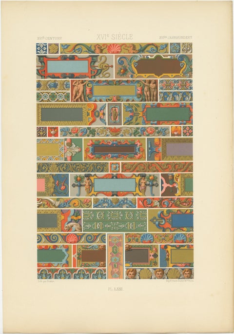 XVIth Century Chromolithograph Print, Decorative Arts, Circa 1890, view 3