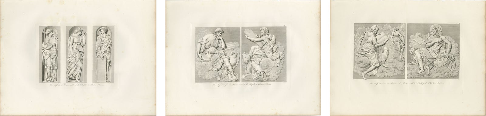 French Renaissance Relief Sculptures, Château d’Écouen Engravings, 1803
