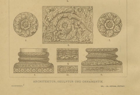 Antique Roman Architectural and Mosaic Ornament Prints, Published 1887, close-up 4