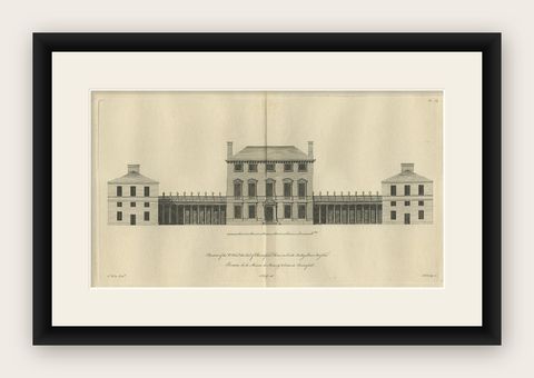 Old Engraving of Chesterfield House, Westminster in London, Uk, ca.1770, shown framed