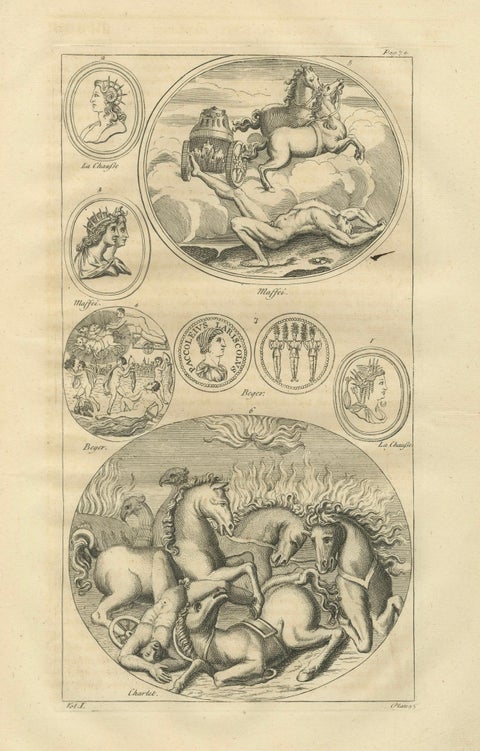 Pair of Classical Mythological Engravings, Montfaucon Antiquity Explained 1721, close-up 5
