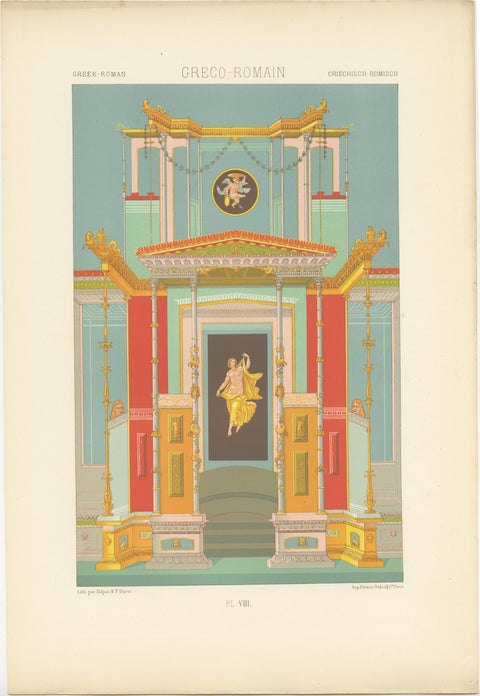 Antique Chromolithograph Print of Greek Roman Ornaments, Circa 1890, view 4