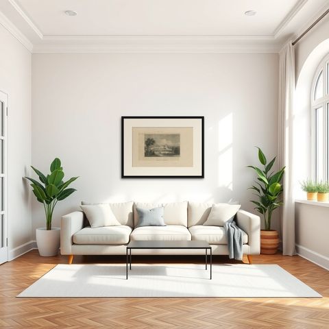 Antique Print of the Palace of Versailles by Meyer, 1848, shown framed in a room, true to size