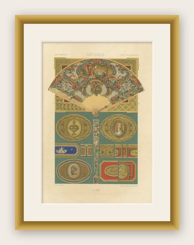 18th Century Decorative Fan and Ornament Designs, French Rococo Details, 1869, shown framed
