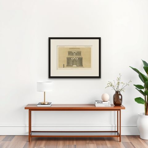 Une des Faces de la Pyramide de Peunom, Peunom Pyramid Facade c.1873-1875, shown framed on a wall, true to size