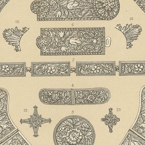 Pl 3 Antique Print of European Decorative Objects by Racinet, 'circa 1880', close-up 2