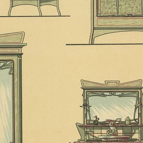 Pl. 30 Antique Print of Bedroom Furniture by Kramer 'circa 1910', close-up 2
