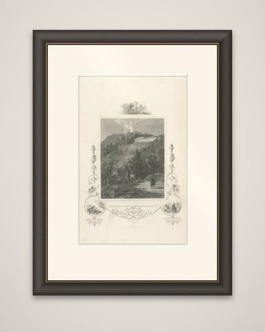 Catskill Mountain House, Antique Engraving, New York View c1830, shown framed