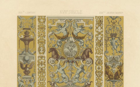 17th Century Grotesque Ornament, Mythical and Architectural Motifs, ca.1869, close-up 1