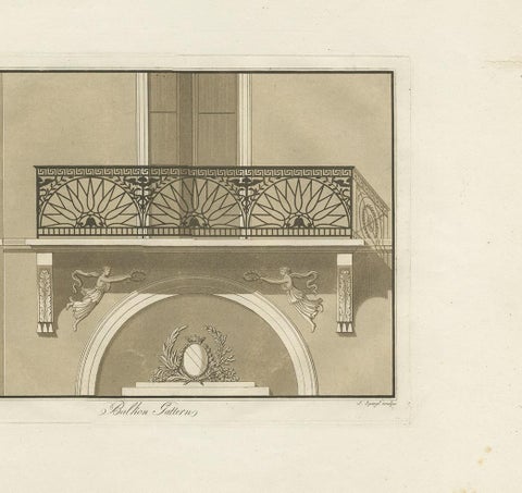 Antique Print of the Architecture of a Balcony by Spiegl, circa 1730, view 4