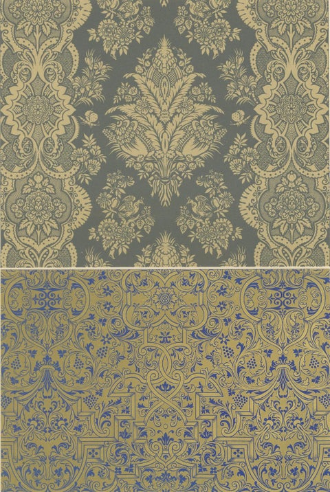 French Wallpaper and Textile Patterns, Damask and Scroll Motifs, ca.1869, close-up 3