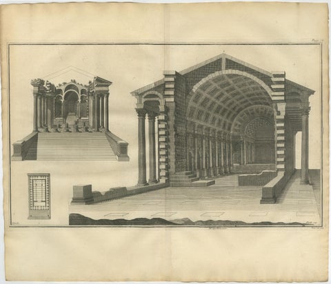 Grand Roman Basilica Interior, Antique Engraving by Montfaucon, 1721, view 2