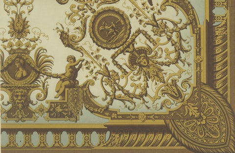17th Century Ceiling Ornament, Baroque Interior Panel with Grotesques, ca.1869, close-up 3