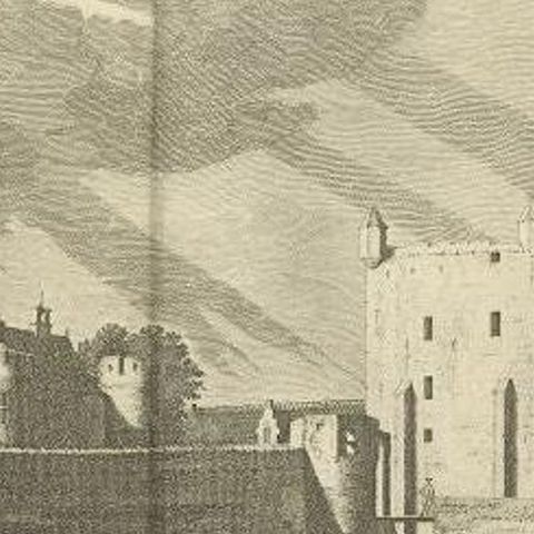 Antique Print of Castle Batestein in Vianen, the Netherlands, close-up 2