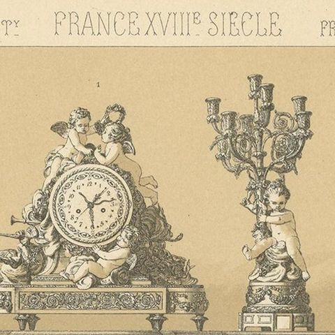 Pl 111 Antique Print of French 18th Century Decorative Objects by Racinet, close-up 1