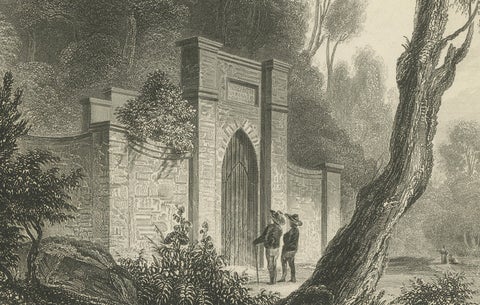 Washington's Tomb at Mount Vernon, Antique Americana Engraving, c.1850, close-up 6