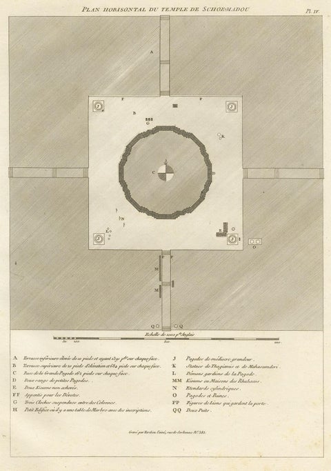 Original Antique Engraving of a Burmese Temple, ca.1800, view 3