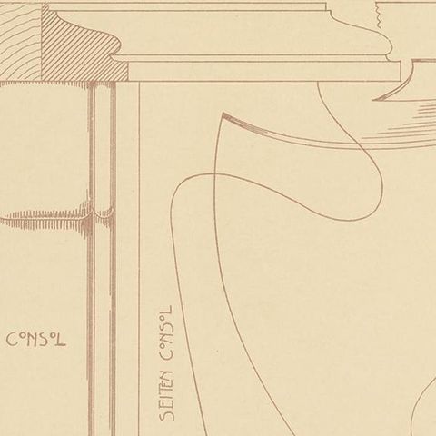 Pl. 75 Antique Print of Furniture Details by Kramer, circa 1910, close-up 1