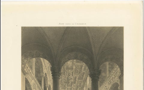 Interior of St Agnes Outside the Walls, Rome, Classical Basilica View, 1868, close-up 5